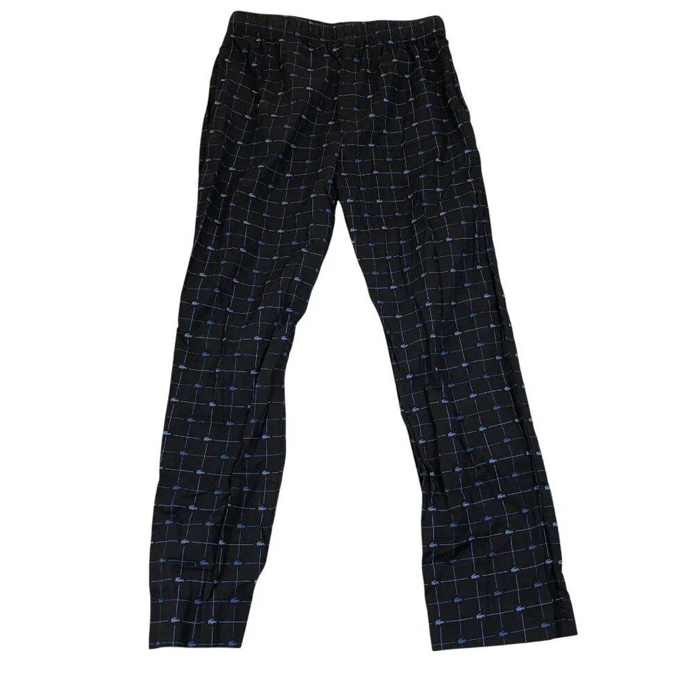 Lacoste Mens Pajama Pants Sleepwear Small Black Pull On Loungewear